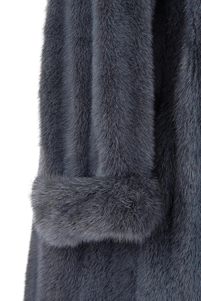 YVES SAINT LAURENT Fourrures YSL Grey Blue Dyed Saga Mink Fur Coat, 1980s 4