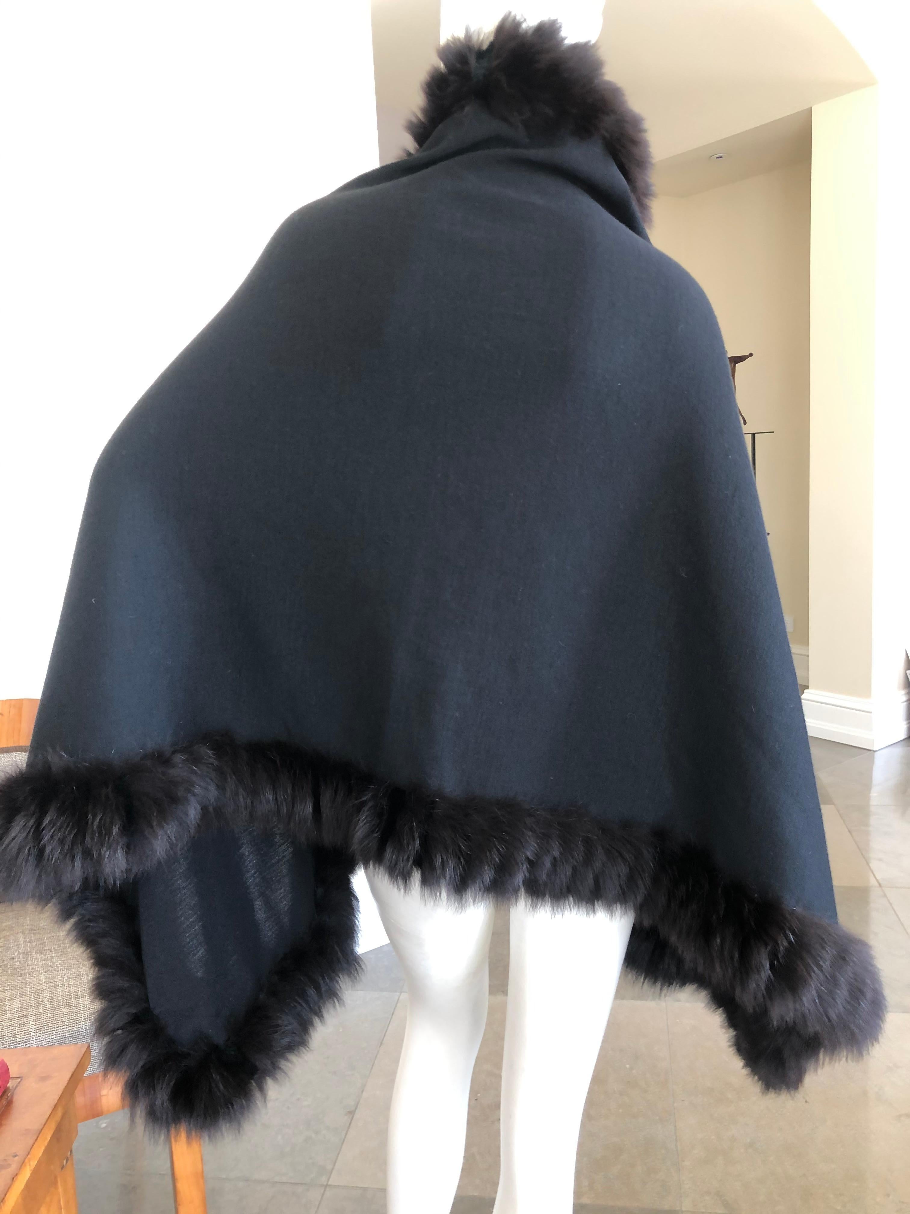 black shawl with fur trim