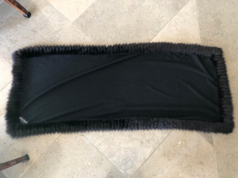Yves Saint Laurent Fourrures Luxe Vintage Black Jersey Shawl w Fox Fur Trim  For Sale at 1stDibs