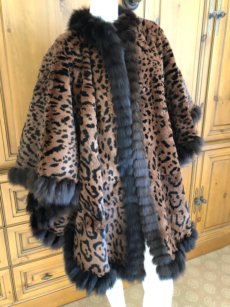 Yves Saint Laurent Fourrures Reversible Sable Trim Leopard Pattern Fur ...