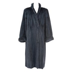 YVES SAINT LAURENT Fourrures YSL Grey Blue Dyed Saga Mink Fur Coat, 1980s