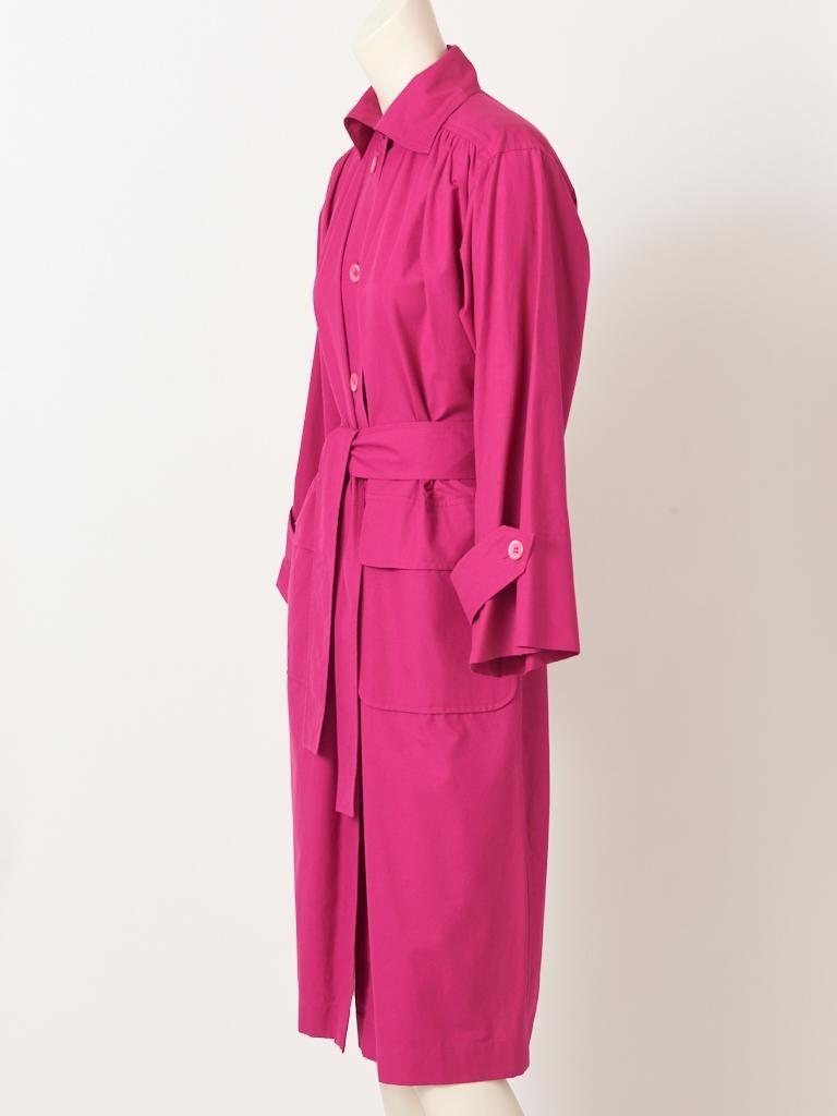 Women's Yves Saint Laurent  Fuchsia Belted Coat Dress