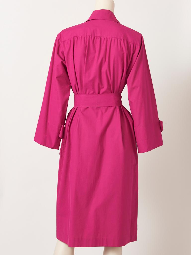 Yves Saint Laurent  Fuchsia Belted Coat Dress 1
