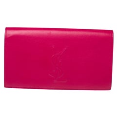 Yves Saint Laurent Fuchsia Leather Belle De Jour Flap Clutch