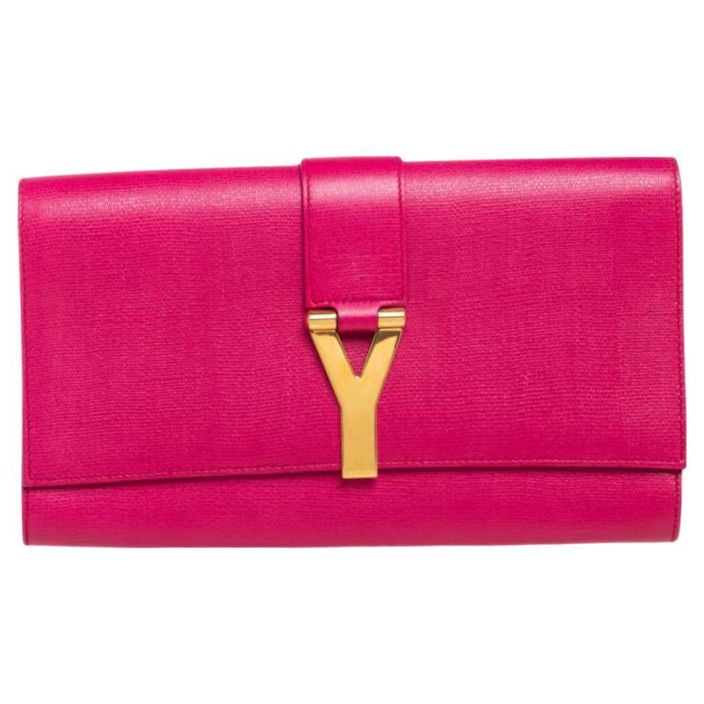 1990s Yves Saint Laurent Blue Canvas Leather Clutch Evening Bag at 1stDibs