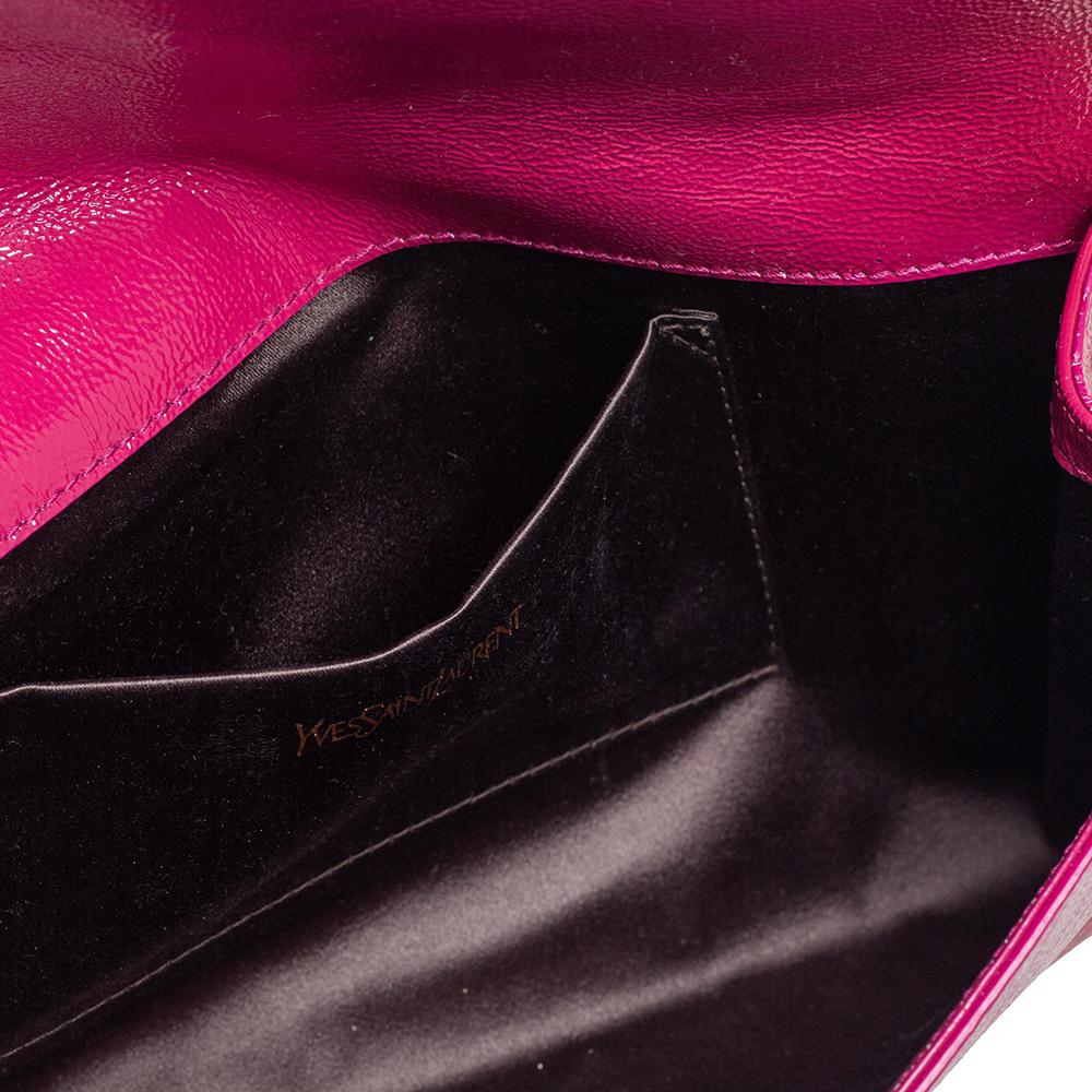 Yves Saint Laurent Fuchsia Patent Leather Belle De Jour Flap Clutch 2