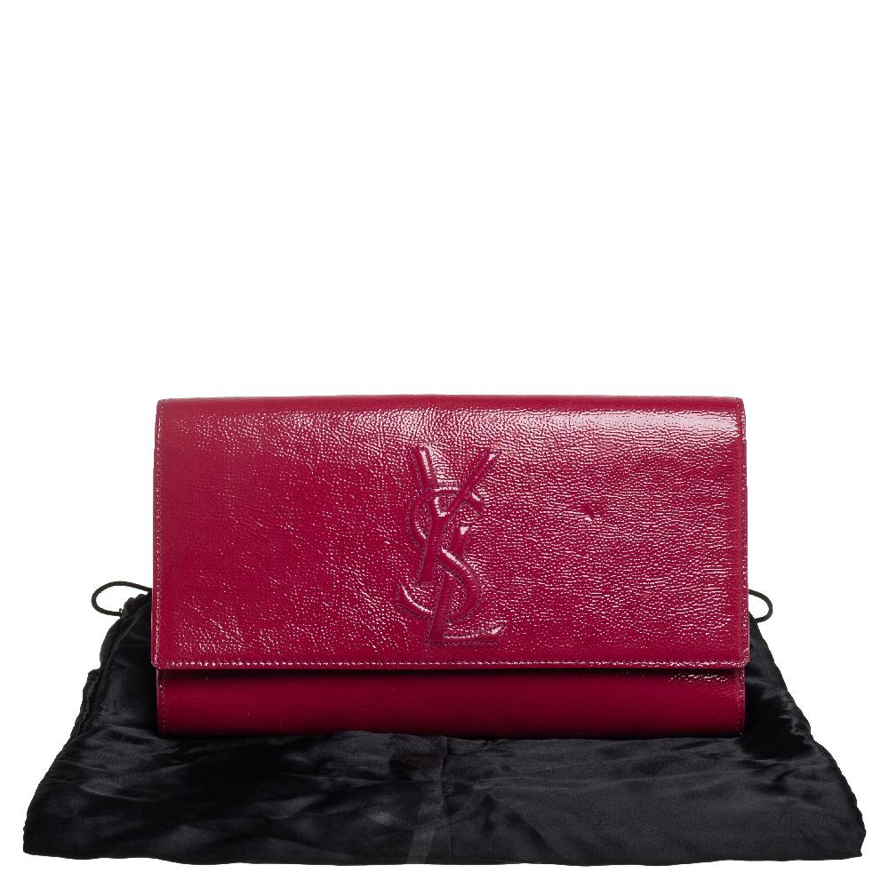 Yves Saint Laurent Fuchsia Patent Leather Belle De Jour Flap Clutch 4