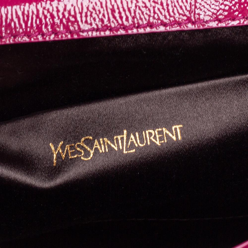 Red Yves Saint Laurent Fuchsia Patent Leather Belle De Jour Flap Clutch