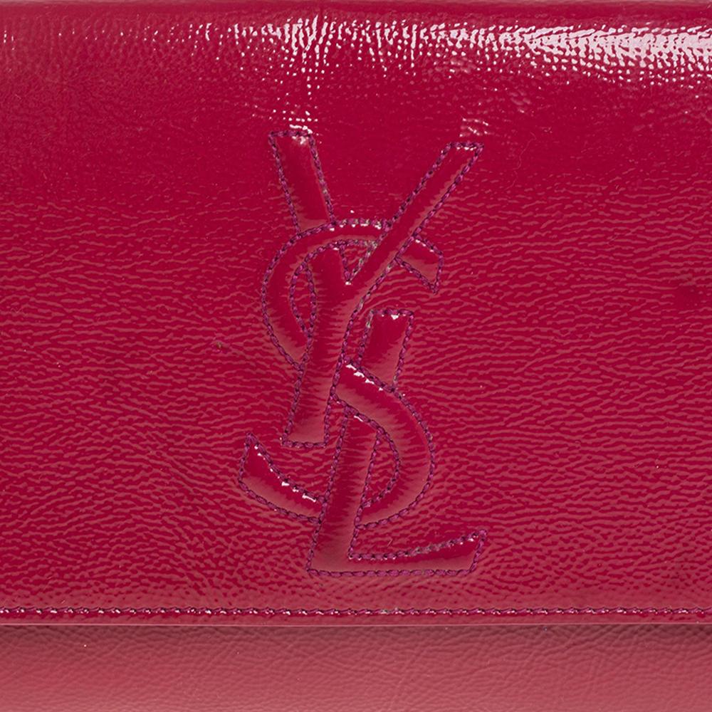 Women's Yves Saint Laurent Fuchsia Patent Leather Belle De Jour Flap Clutch