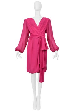 Yves Saint Laurent Fuchsia Pink Wrap Dress 1990S