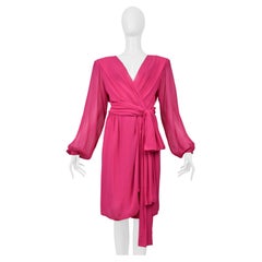 Yves Saint Laurent Fuchsia Pink Wrap Dress 1990S