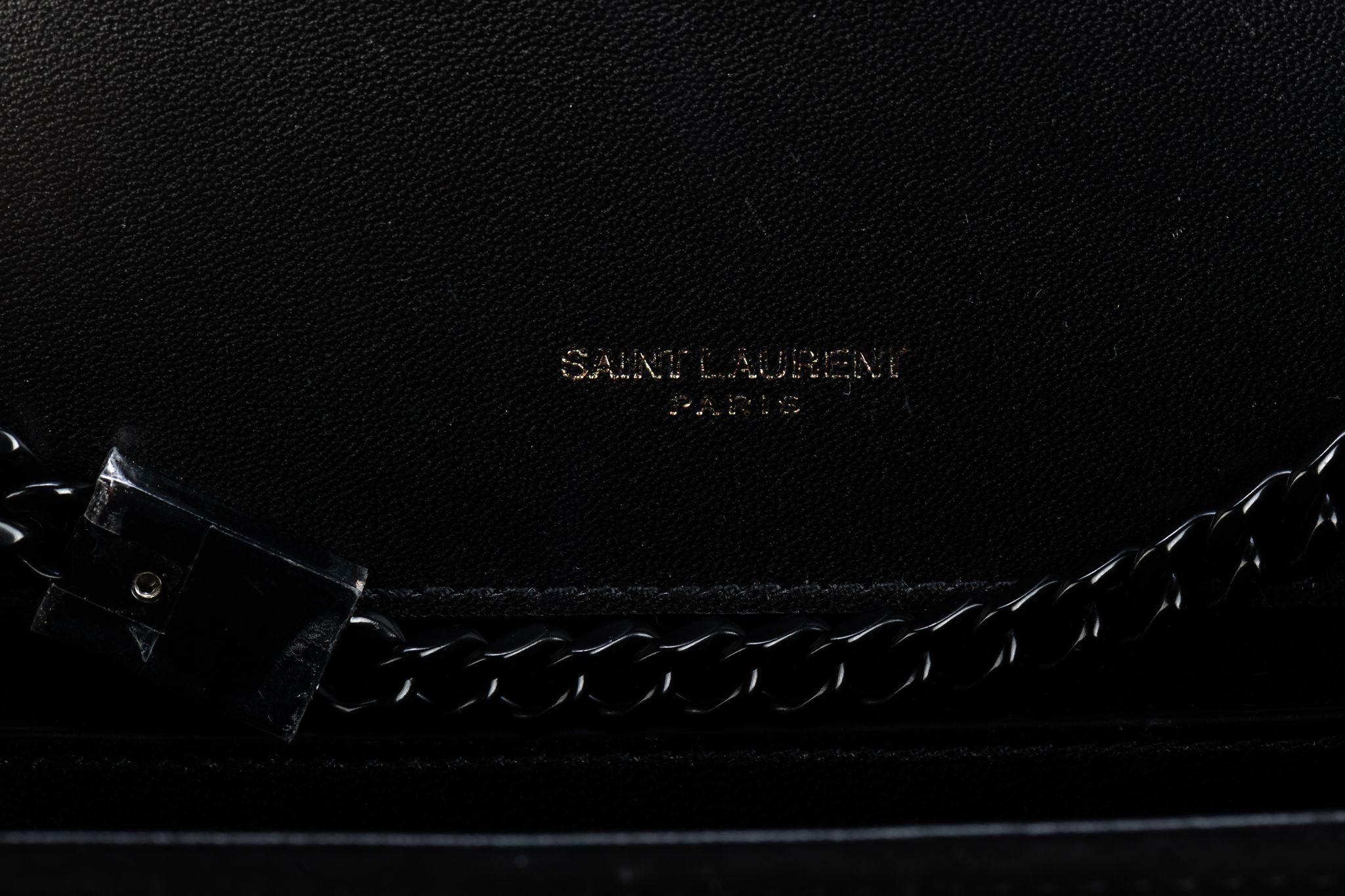 Yves Saint Laurent Fuchsia Sequins Black Suede Handbag NEW For Sale 5
