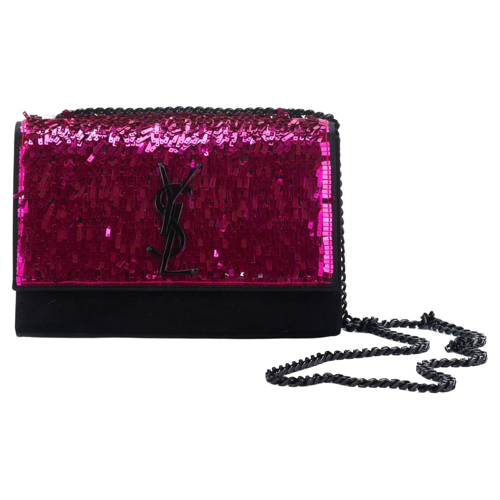 fully lined BN OVER SIZED BLACK & FUCHSIA PINK faux leather  clutch bag 