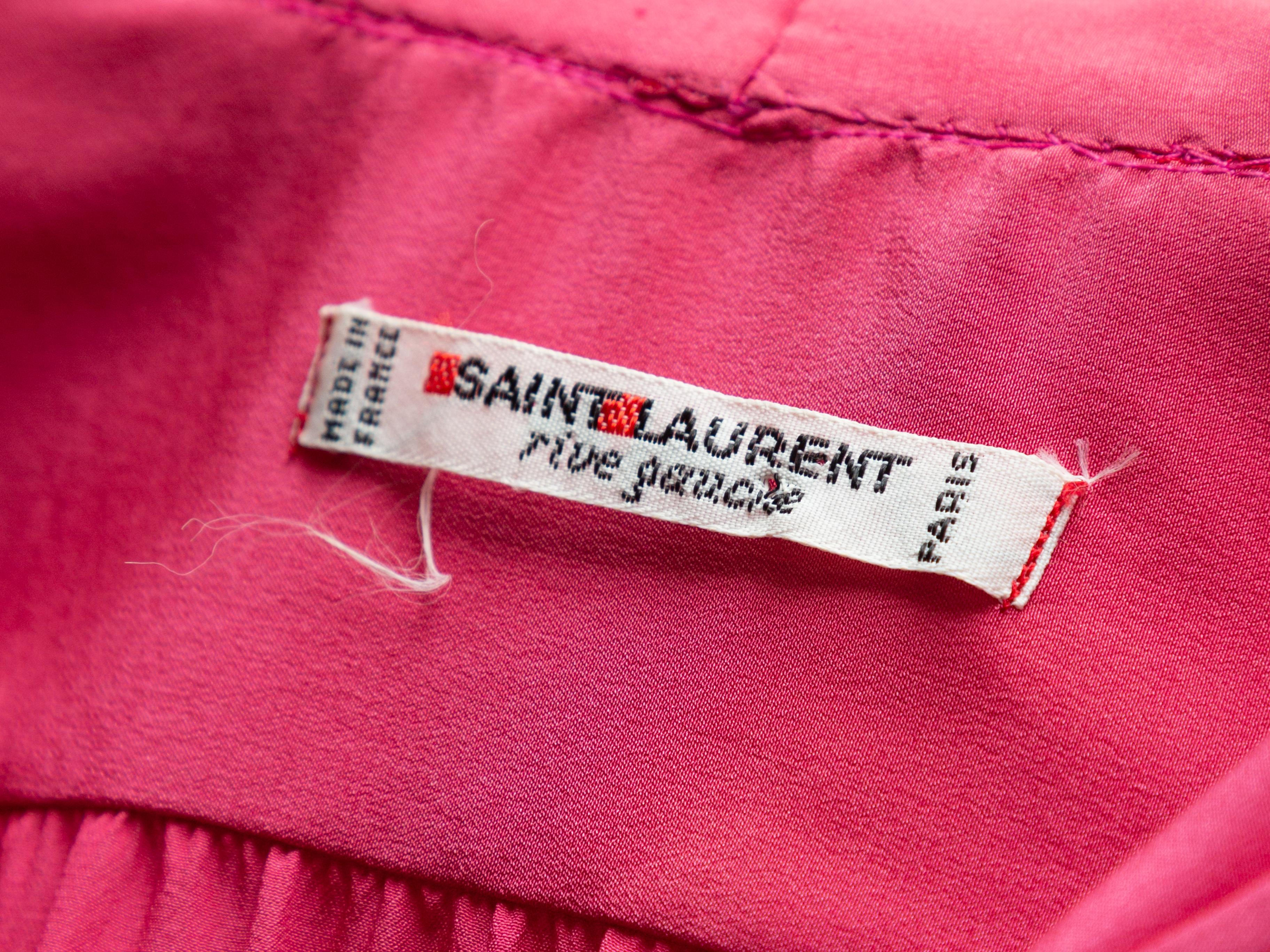 Red Yves Saint Laurent Fuchsia Silk Long Sleeve Top