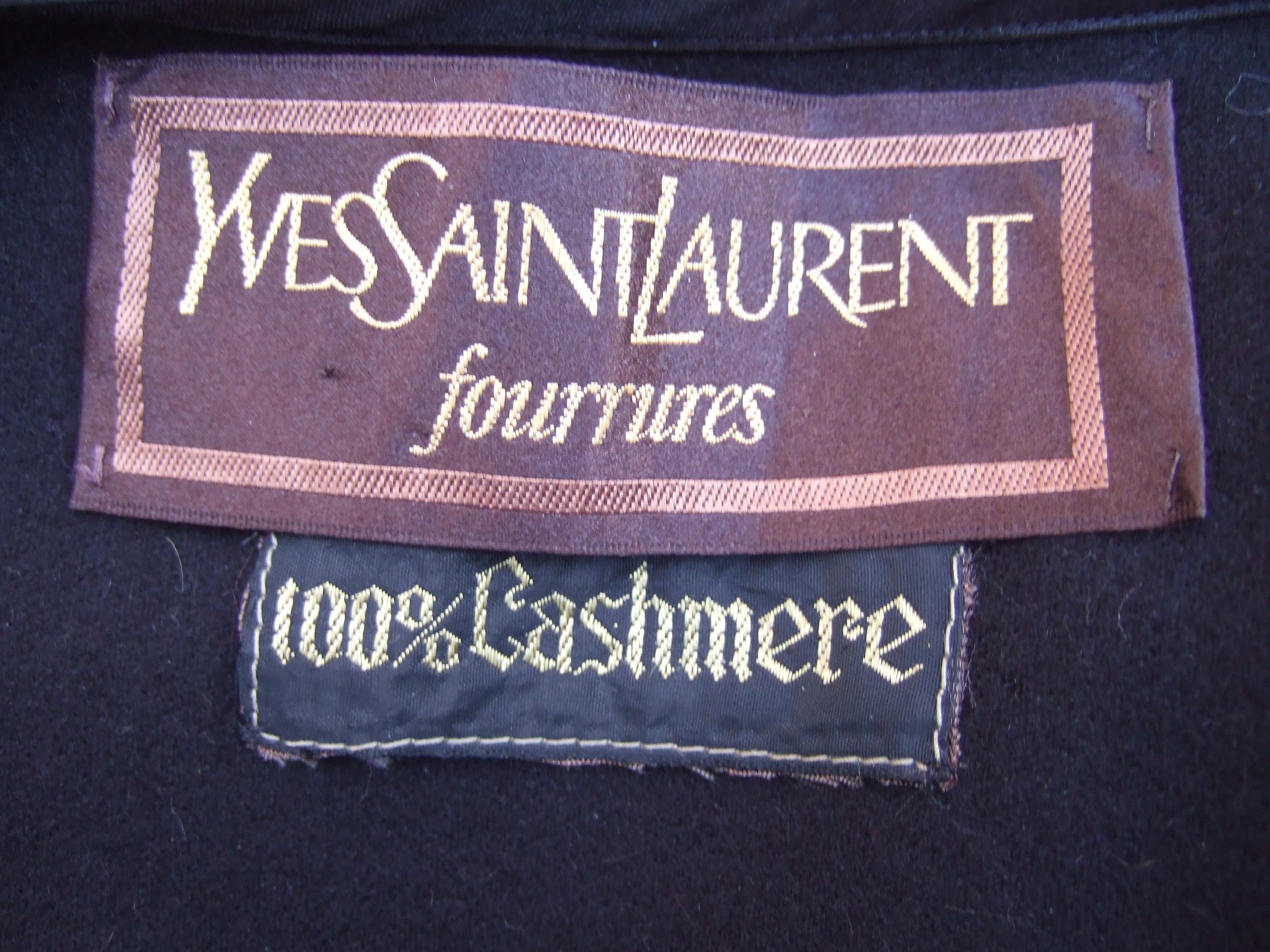 Yves Saint Laurent Fourrures Black Cashmere Cape c 1970s For Sale 9