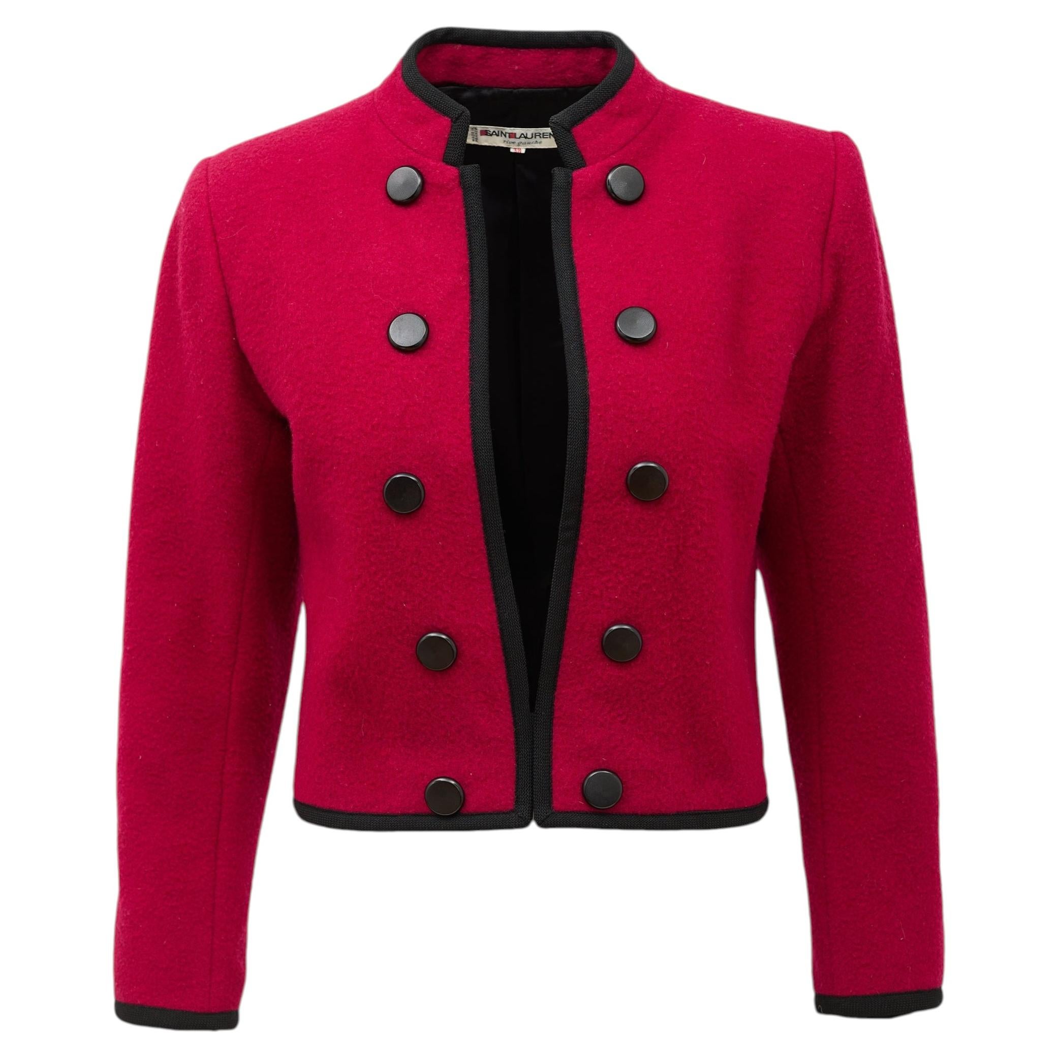 Yves Saint Laurent FW 1982 80s Rive Gauche Purple Cropped Runway Jacket FR 38