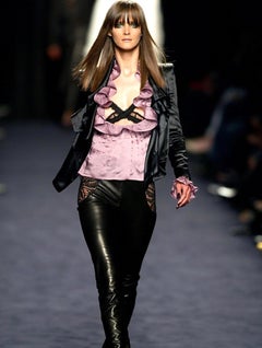 Yves Saint Laurent FW 2003 Archival Liquid Silk Jacket Dramatic Shoulders Blouse