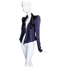 Yves Saint Laurent FW 2003 Archival Liquid Silk Jacket Dramatic Shoulders Blouse