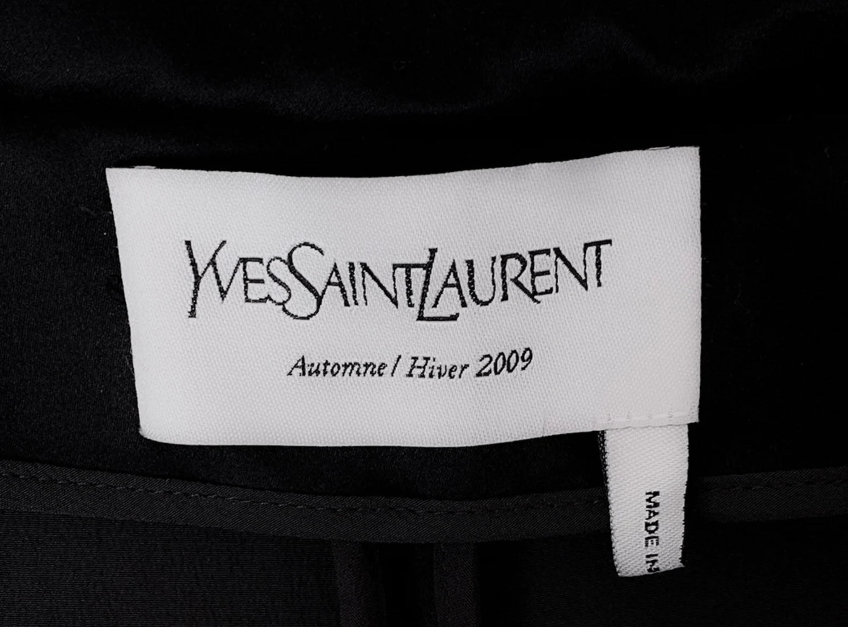 Yves Saint Laurent FW 2009 Black Silk Tuxedo Blazer Jacket Top Runway  For Sale 3
