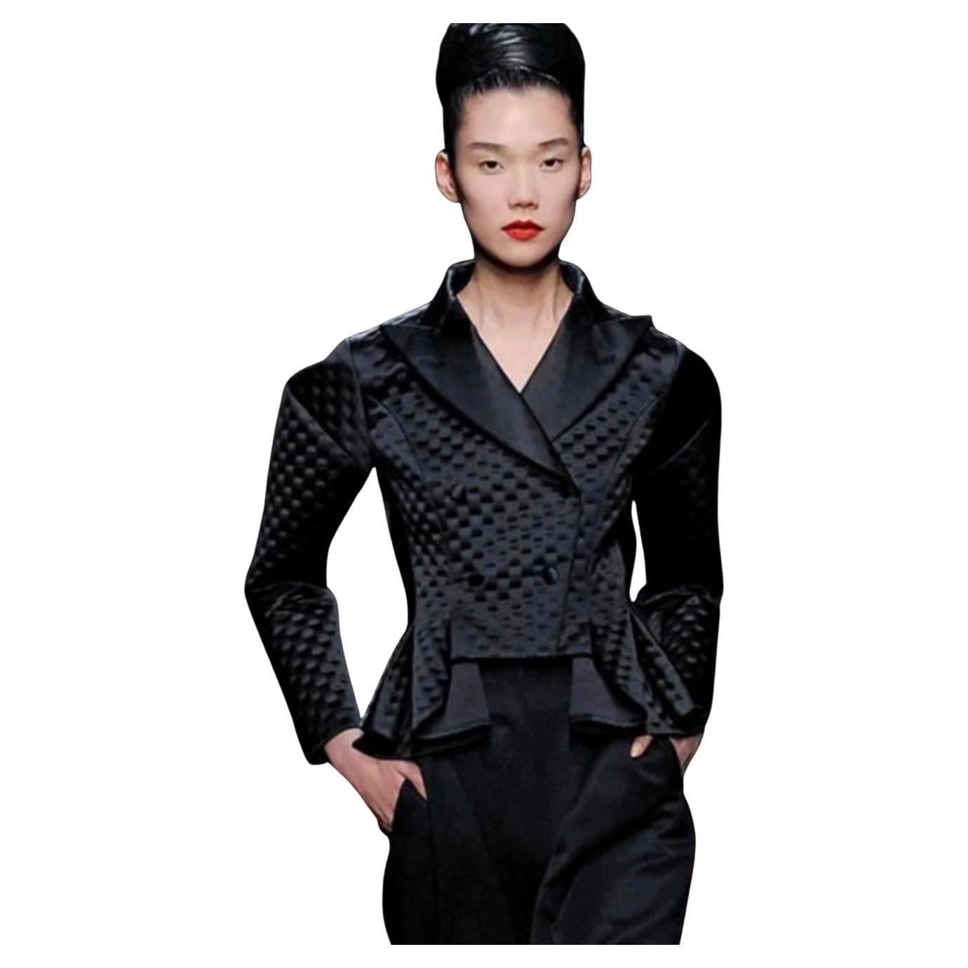 Yves Saint Laurent AI 2009 Giacca Tuxedo Blazer in seta nera Top Runway