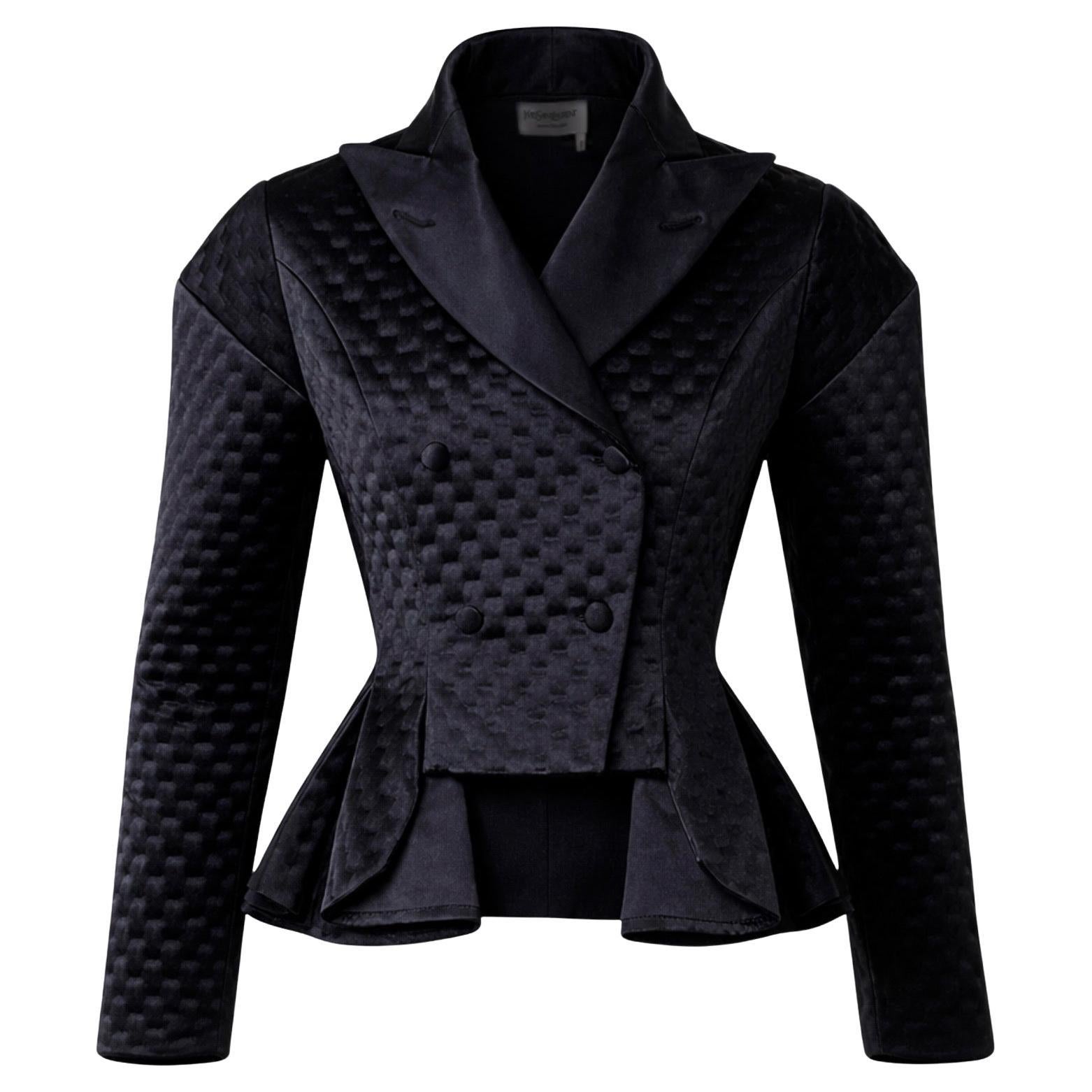 Yves Saint Laurent H/W 2009 Schwarzer Seiden Smoking-Blazer und Jacke Top Laufsteg aus Seide