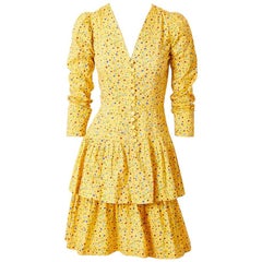 Yves Saint Laurent Geometric Print Tiered Day Dress