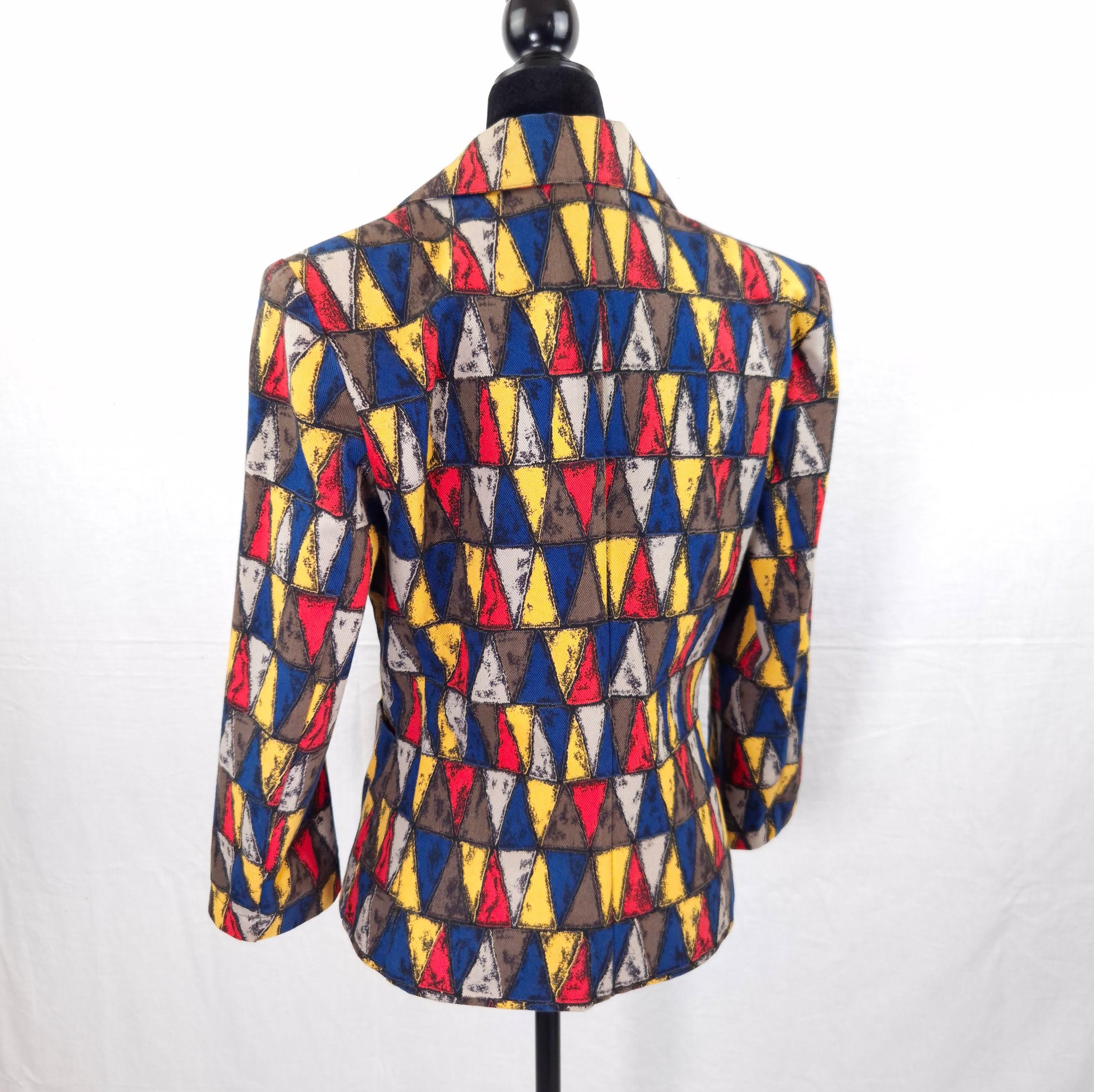 Ysl Geometry Pattern Yves Saint Laurent jacket with vintage harlequin pattern late 1980s For ...