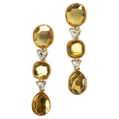 Yves Saint Laurent Gilded Metal Clip-on Earrings with Resin