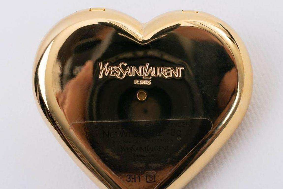 Yves Saint Laurent Gilded Metal Compact in Heart Shape For Sale 3
