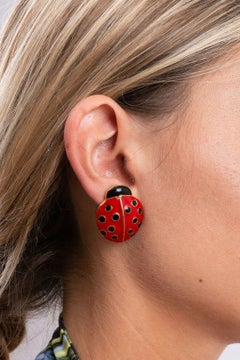 Yves Saint Laurent Ladybug-Ohrringe aus vergoldetem Metall