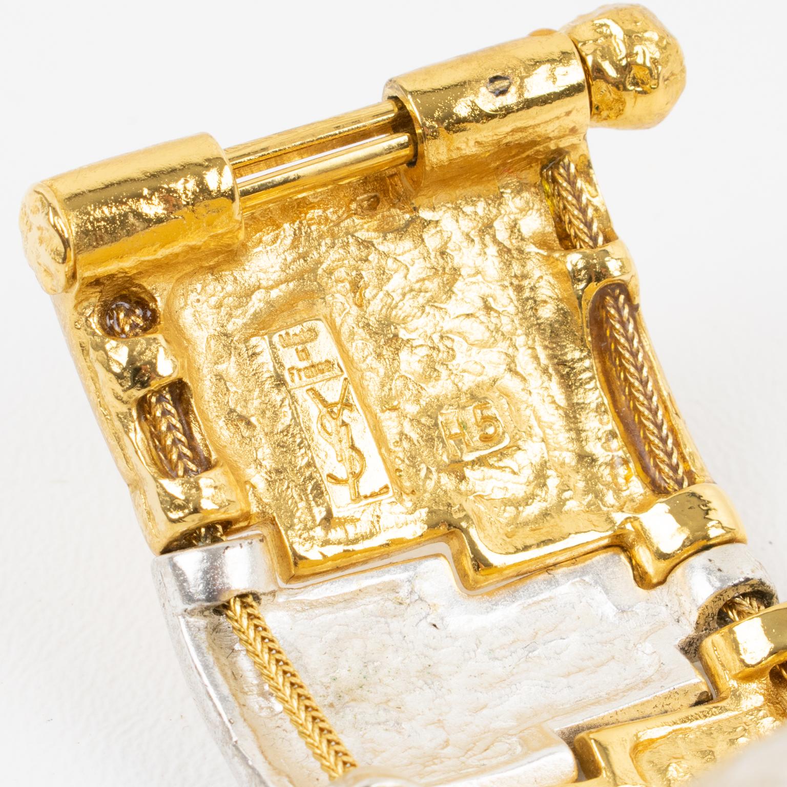 Women's Yves Saint Laurent Gold and Silver Geometric Bracelet For Sale