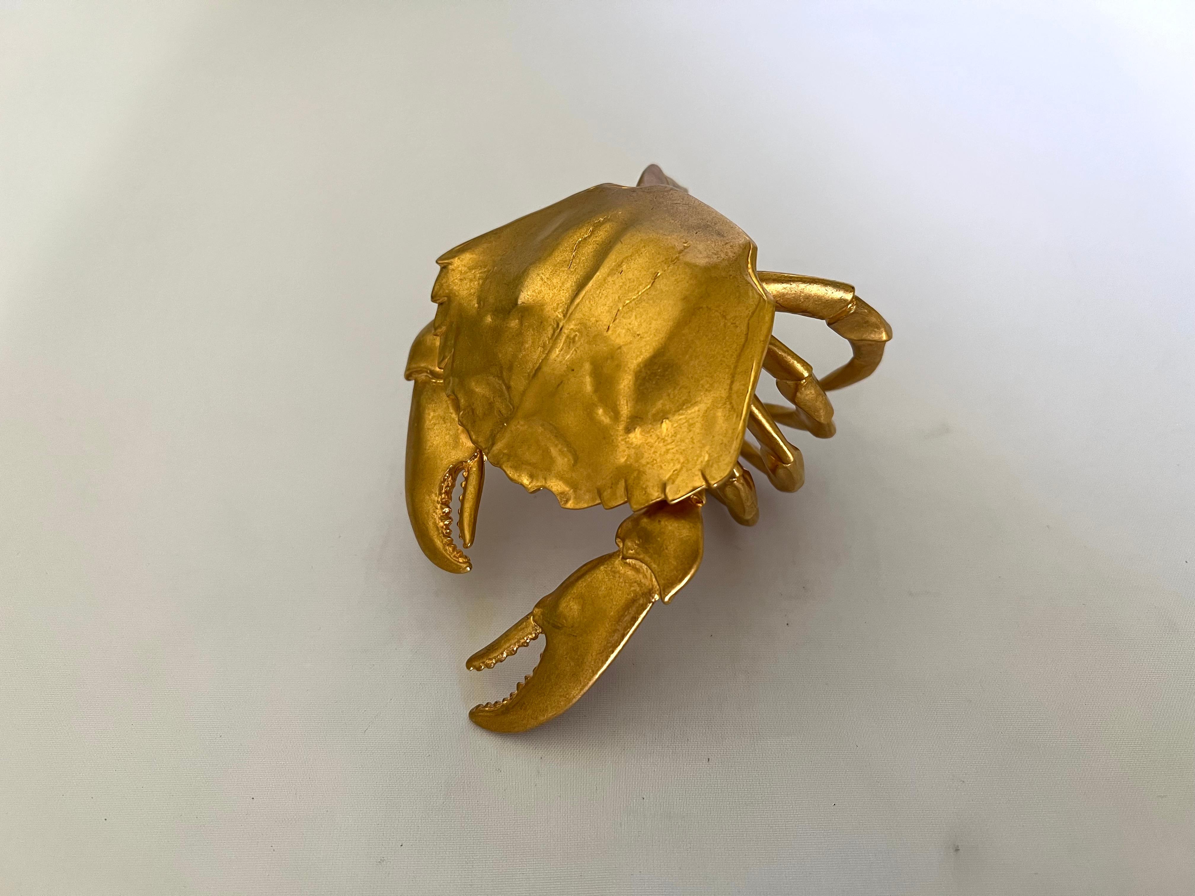 Women's Yves Saint Laurent Gilt Articulated Crab Cuff Bracelet