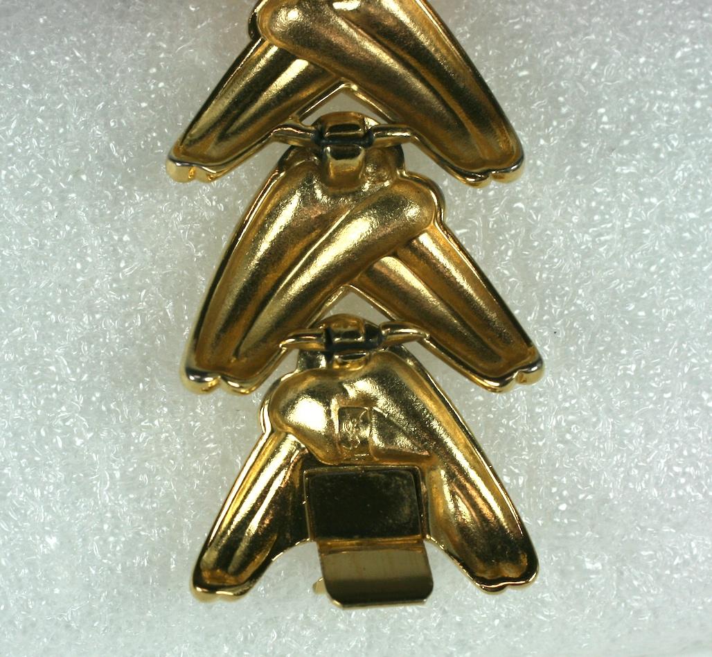 Yves Saint Laurent Gilt Leaf Bracelet In Excellent Condition For Sale In New York, NY