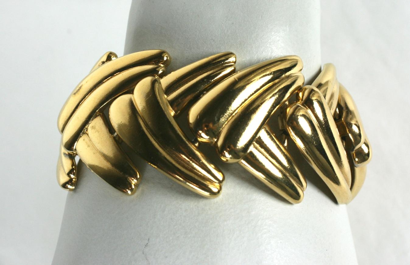 Yves Saint Laurent Gilt Leaf Bracelet For Sale 2