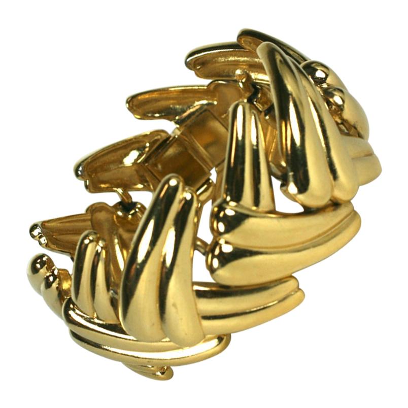 Yves Saint Laurent Gilt Leaf Bracelet For Sale
