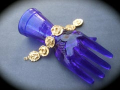 Yves Saint Laurent Gilt Metal Circular Medallion Link Bracelet c 1980s