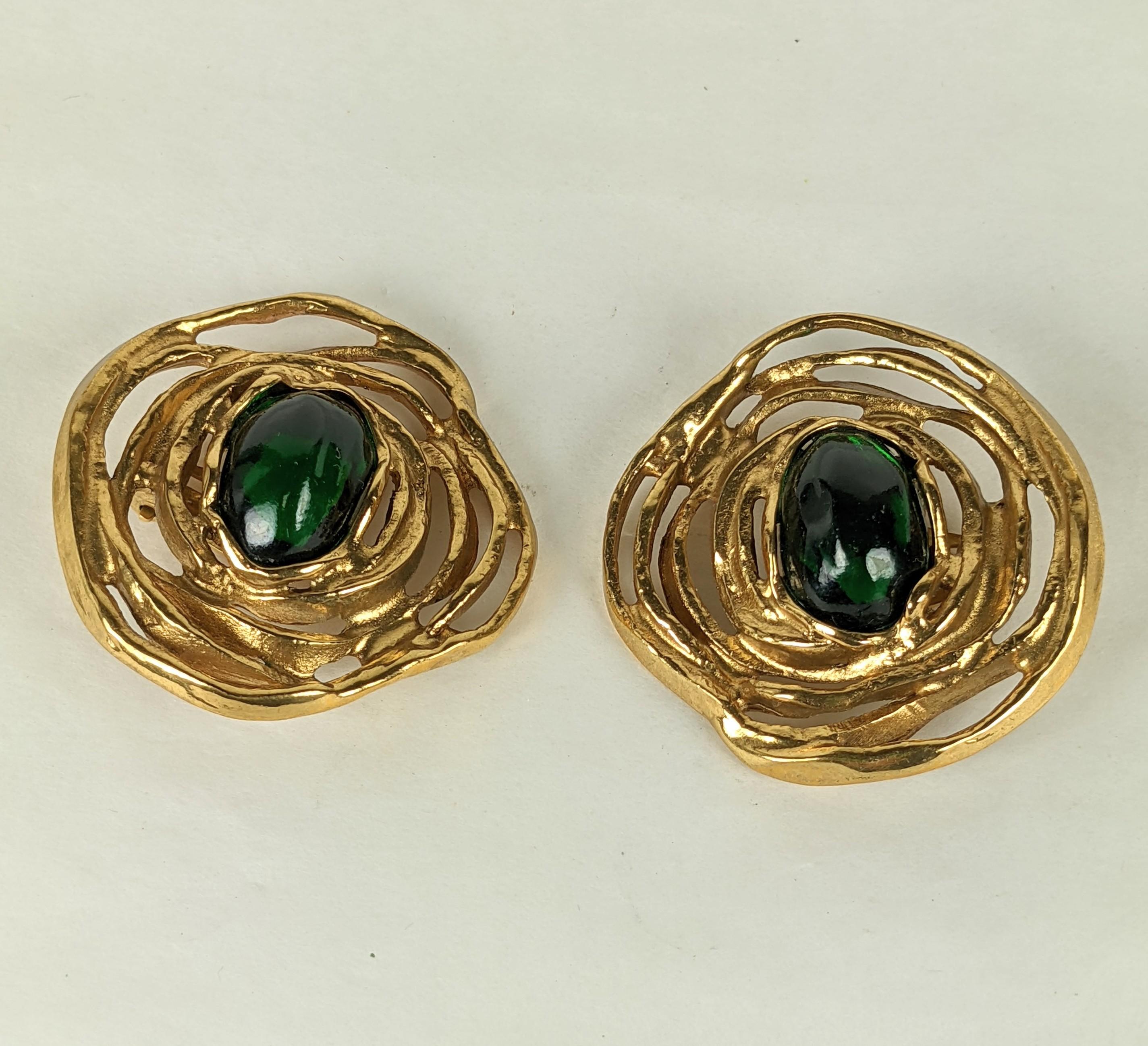 Yves Saint Laurent Gilt Spiral Earrings In Excellent Condition For Sale In New York, NY