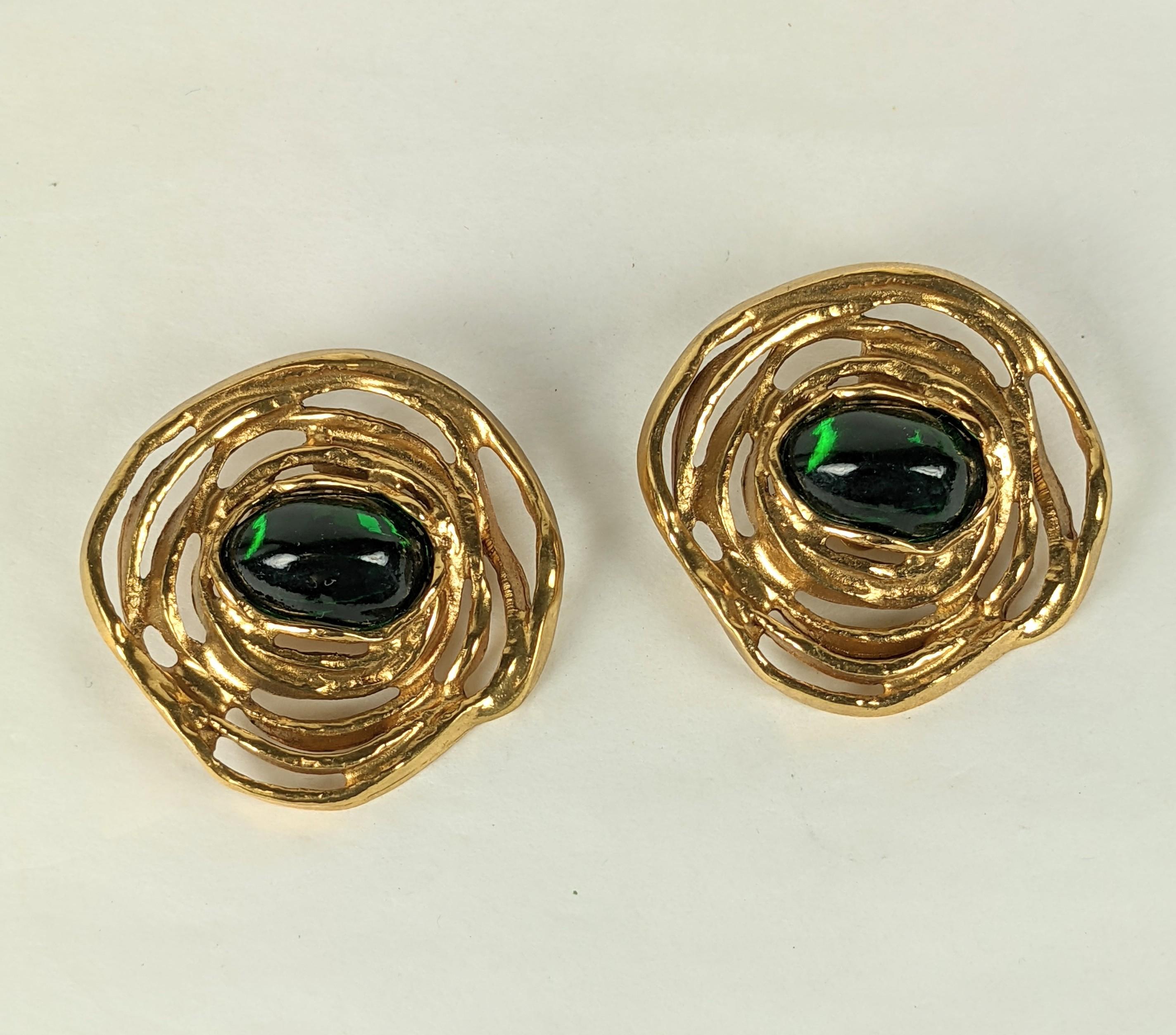 Women's or Men's Yves Saint Laurent Gilt Spiral Earrings For Sale