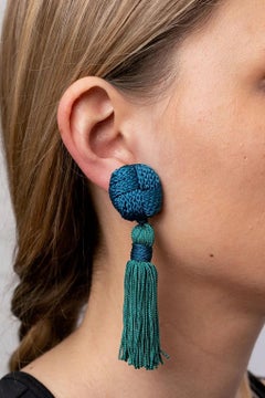 Yves Saint Laurent Gilted Metal Clip-on Tassels Earrings