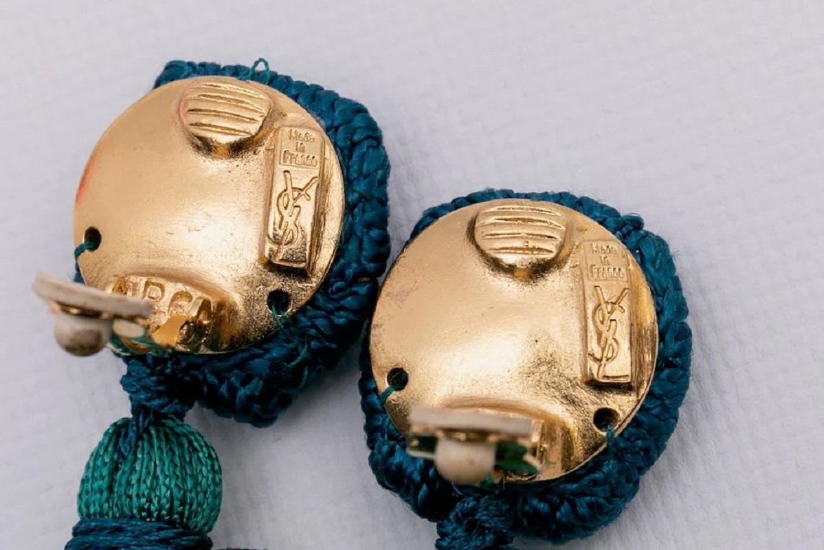 Yves Saint Laurent Gilted Metal Clip-on Tassels Earrings For Sale 3