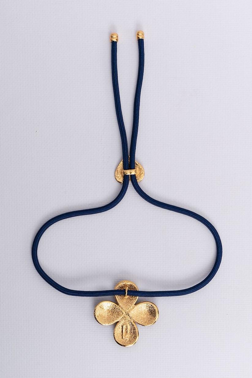 Yves Saint Laurent Gilted Metal Enamelled Pendant Necklace 1