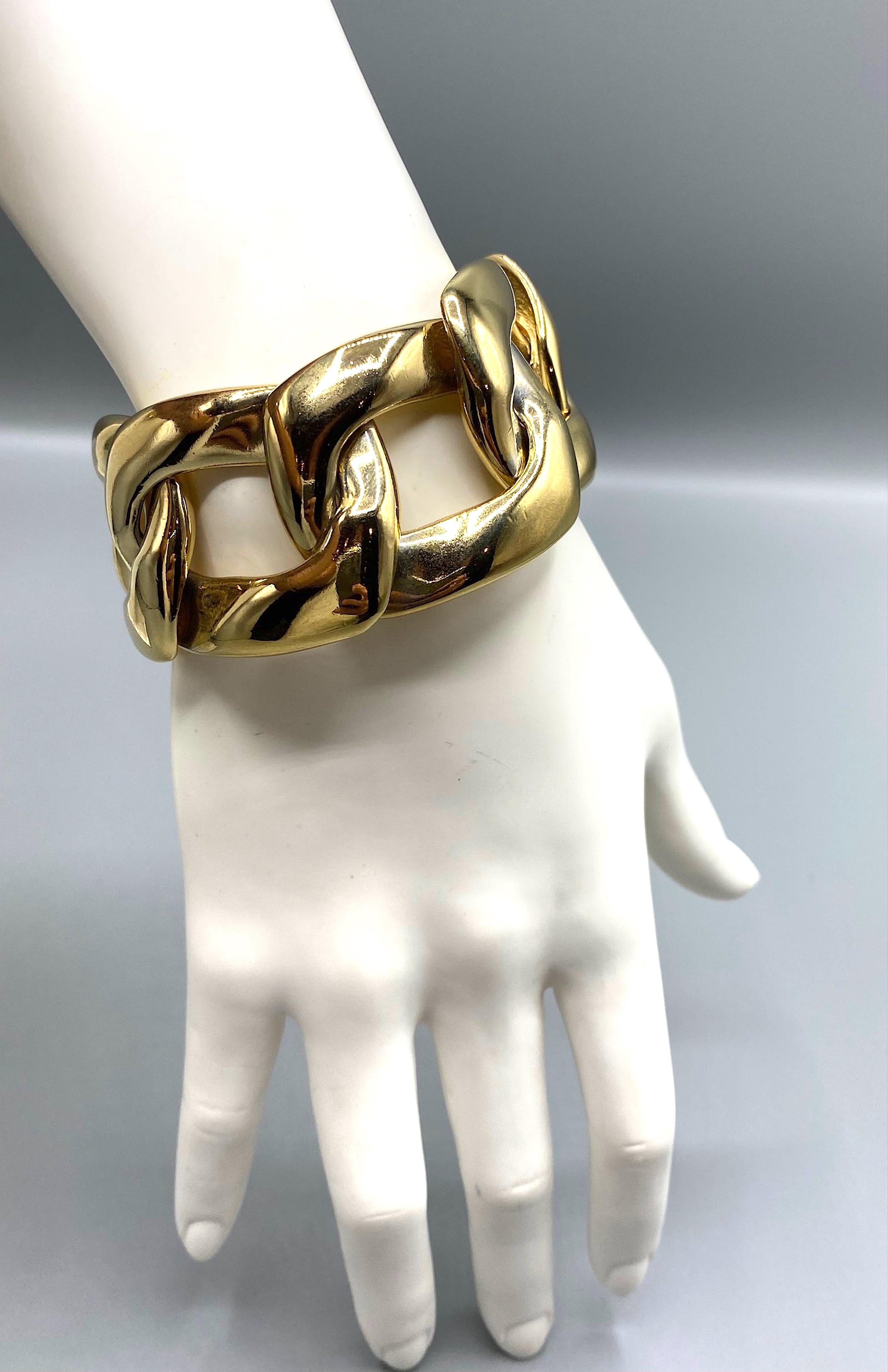Yves Saint Laurent 1980's Large Gold Link Necklace & Bracelet Set For Sale 7