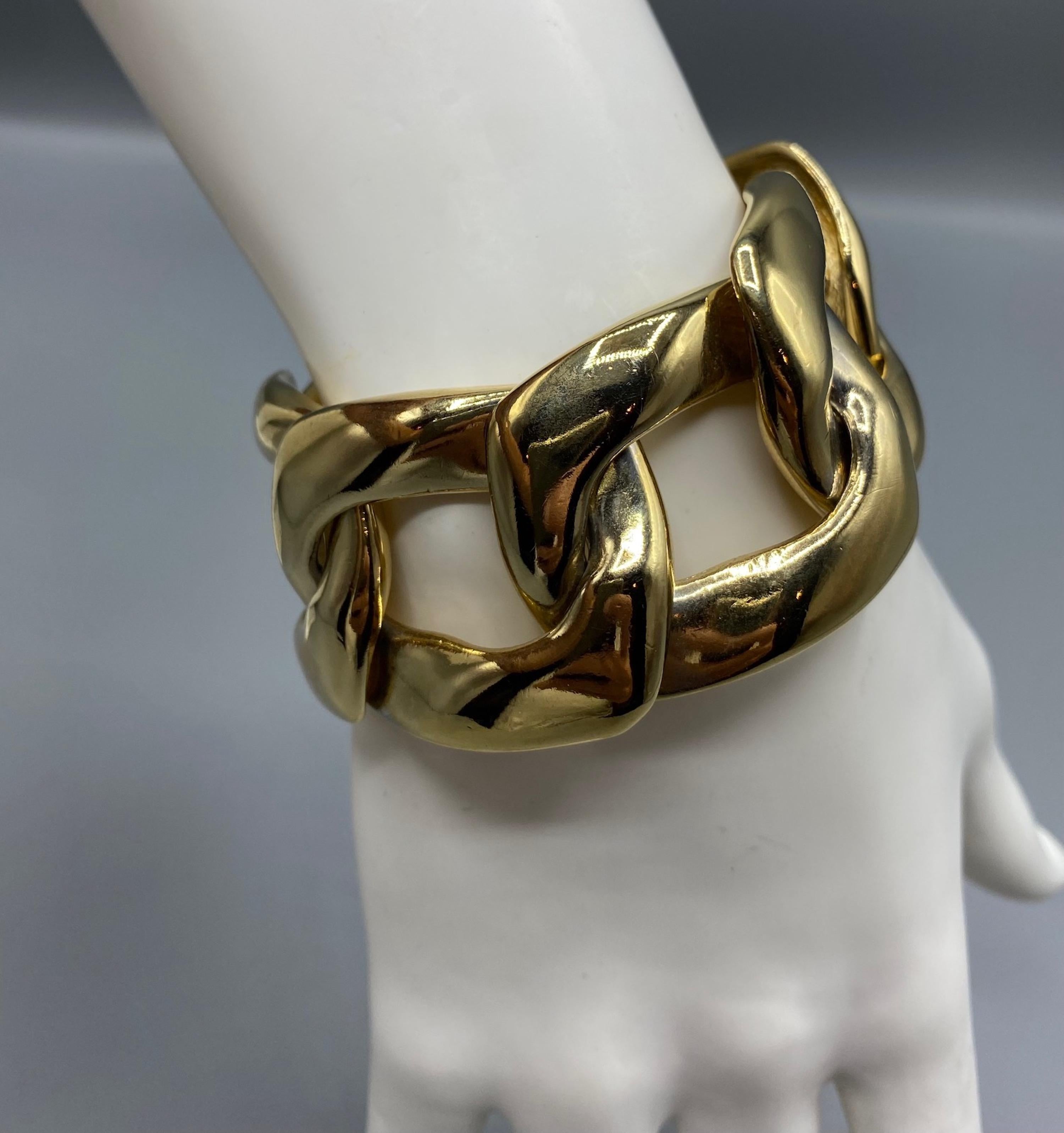 Yves Saint Laurent 1980's Large Gold Link Necklace & Bracelet Set For Sale 8