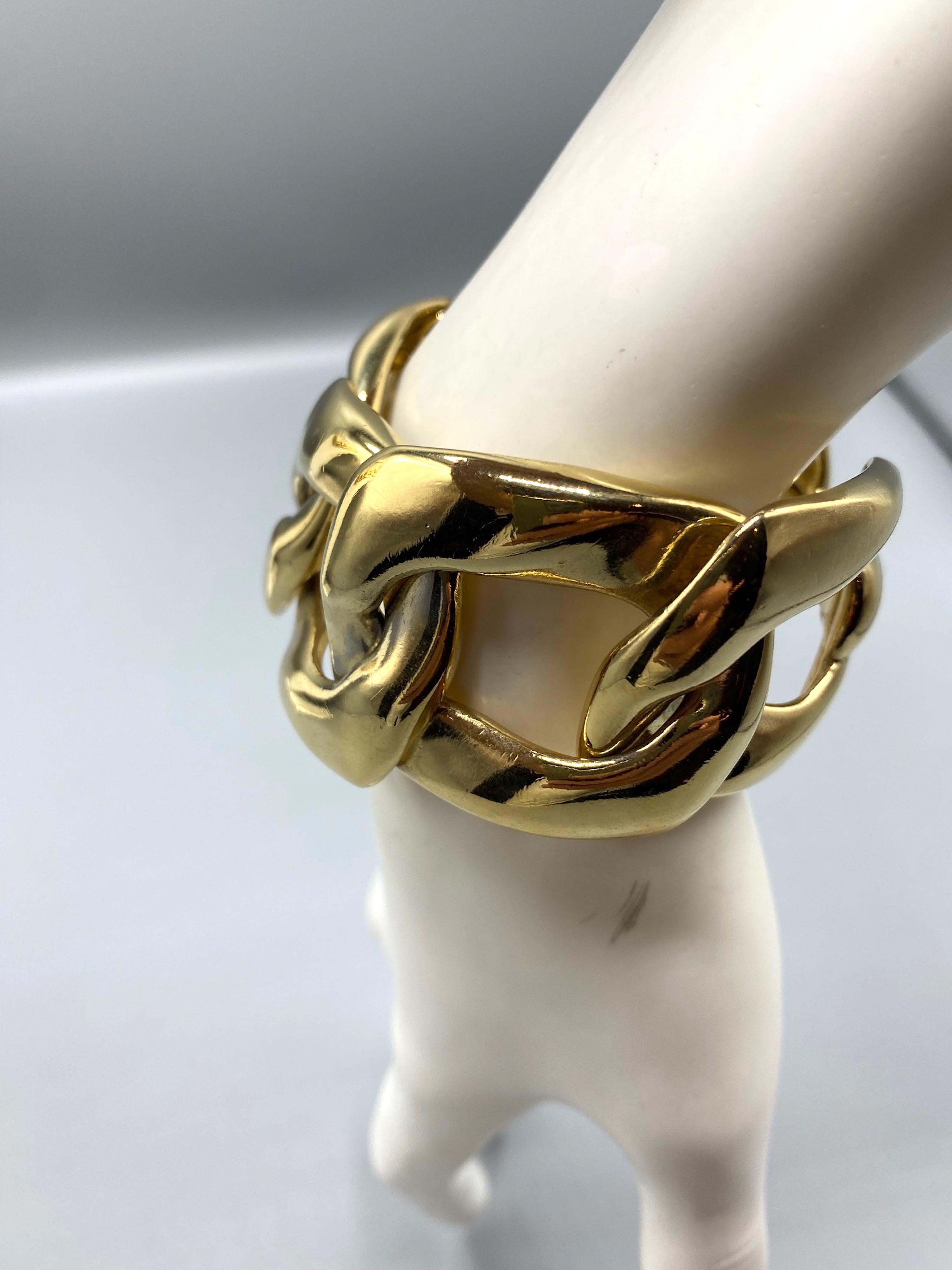 Yves Saint Laurent 1980's Large Gold Link Necklace & Bracelet Set For Sale 9