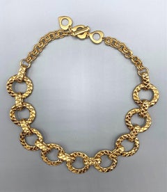 Yves Saint Laurent 1980's Round Quilt Link Chain Necklace