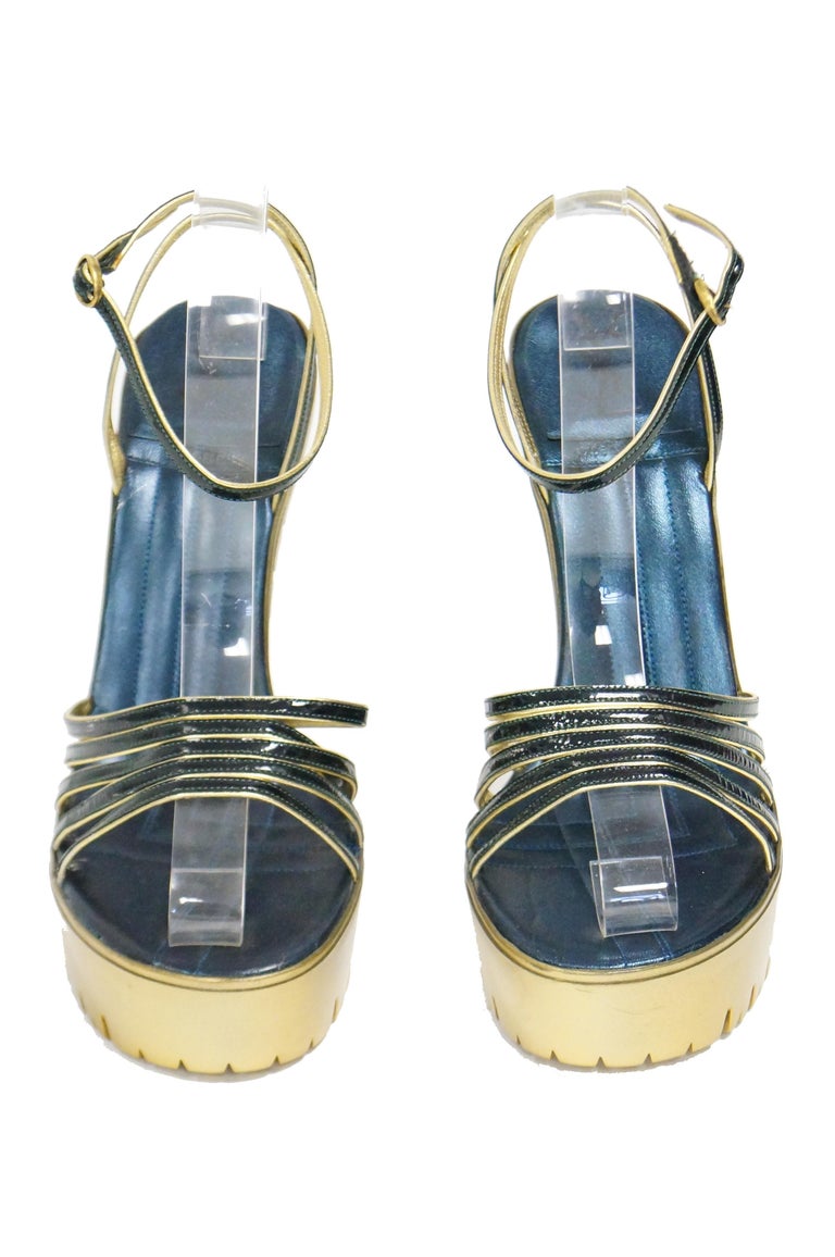 Yves Saint Laurent Gold and Black Combat Tread Platform Heels 9.5 at  1stDibs | gold saint laurent heels, ysl gold platform heels, yves saint  laurent platform heels