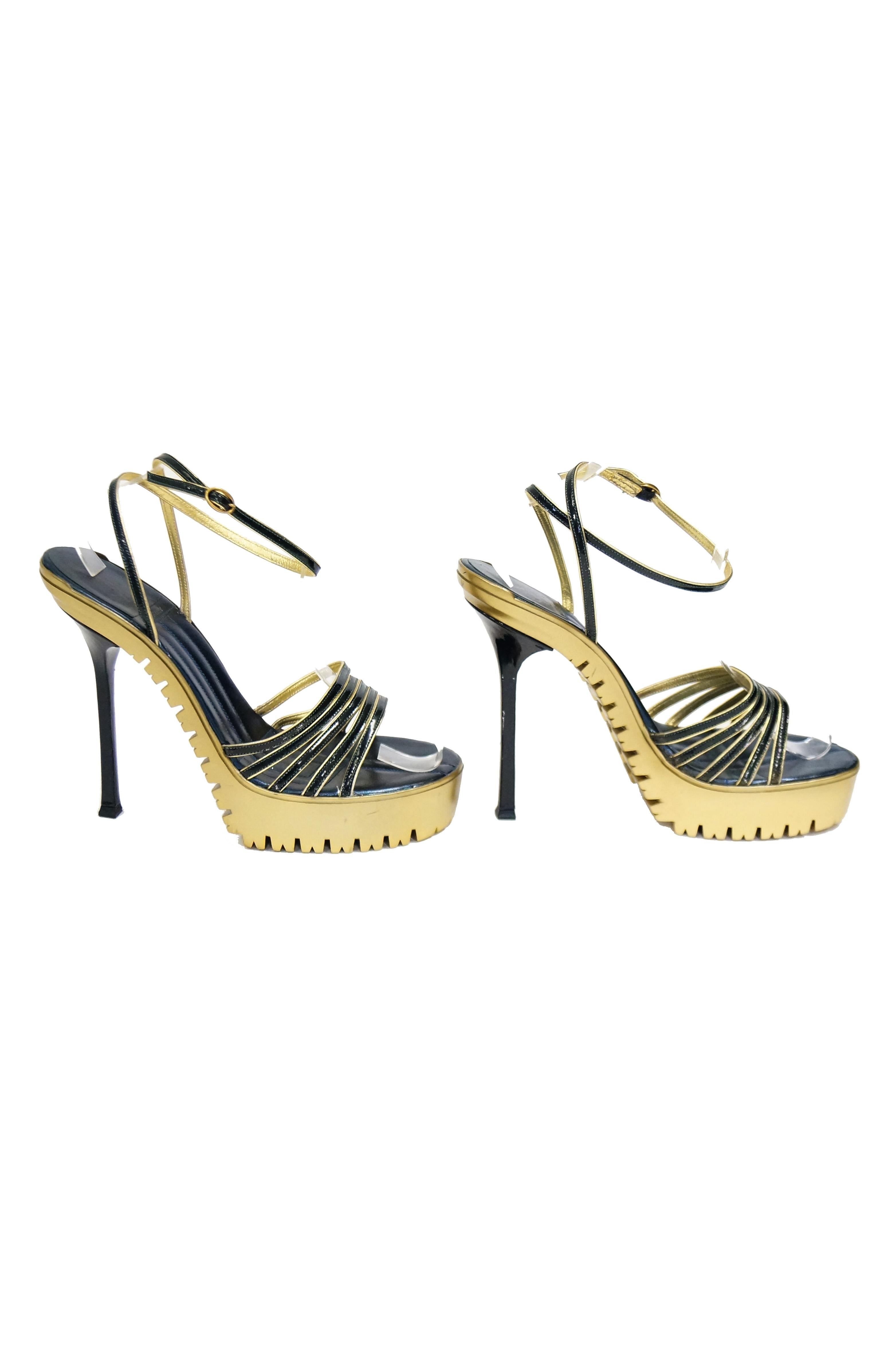 gold ysl sandals