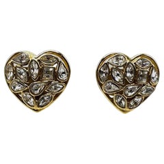 Yves Saint Laurent Gold und Kristall Ohrringe in Herzform