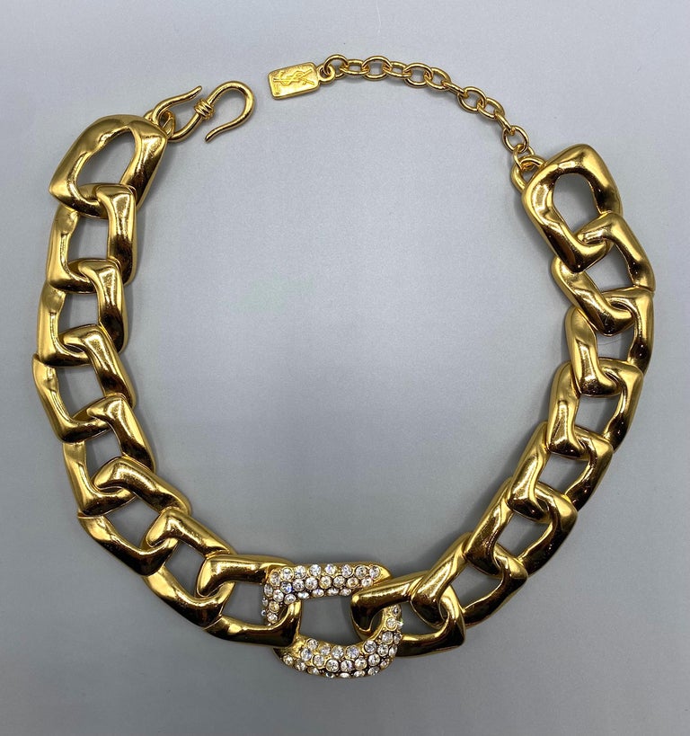 Collier Vintage Flotty Années 1980 - Strass Et Résine Doré - Longueur 45 Cm - Avec Boîte
