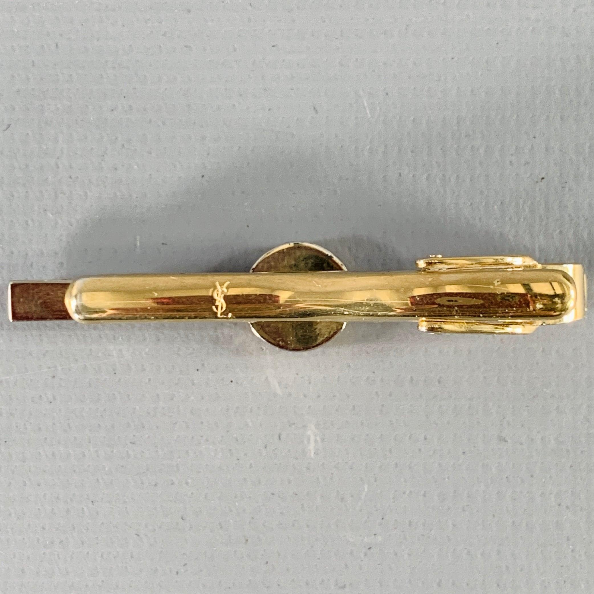Purple YVES SAINT LAURENT Gold Blue Circle Tie Clip